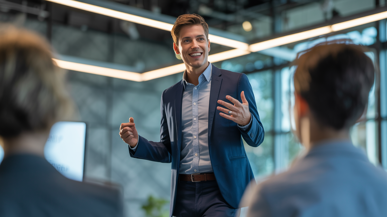 Professional instructor presenting